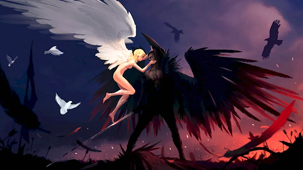 Аниме ангел Энджел с демоном