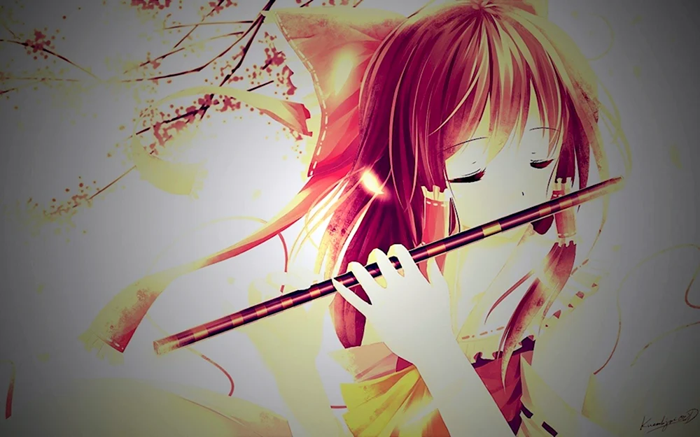 Аниме девушка с флейтой