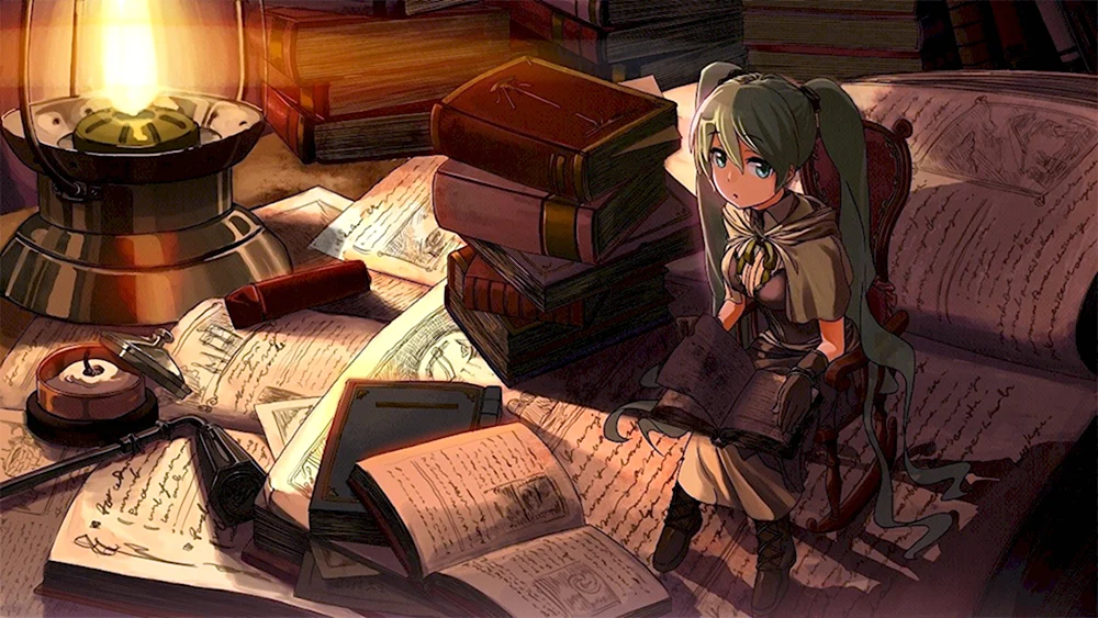 Аниме девушка с книгой