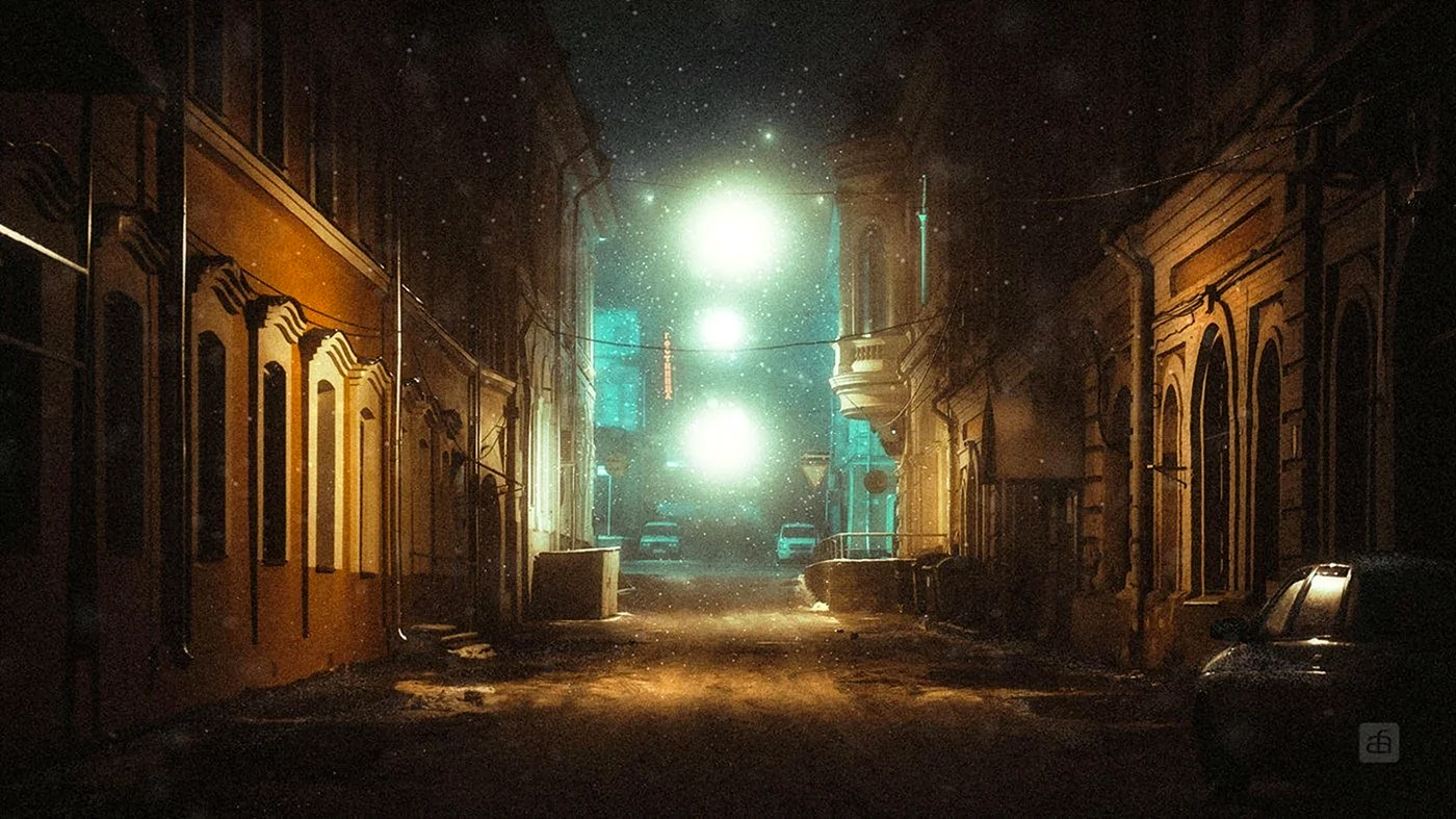 Аниме фон улица ночью темный переулок