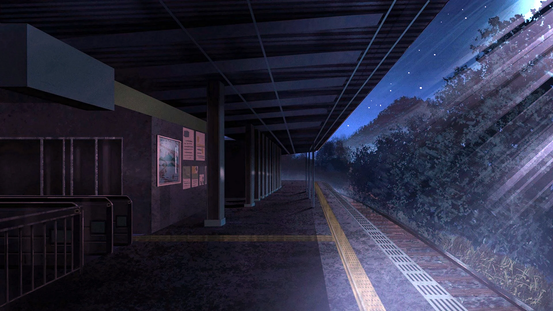 Аниме вокзал ночью