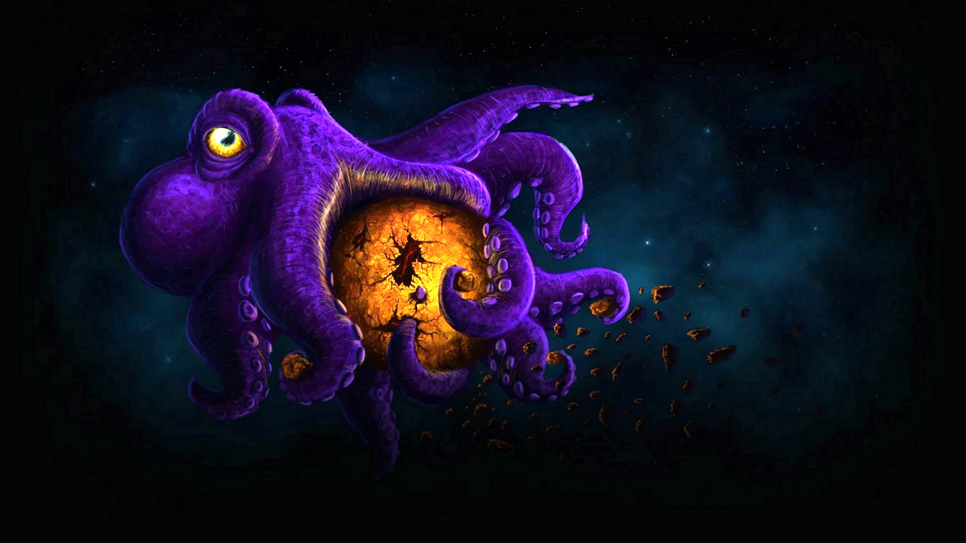Арт фиолетовый осьминог