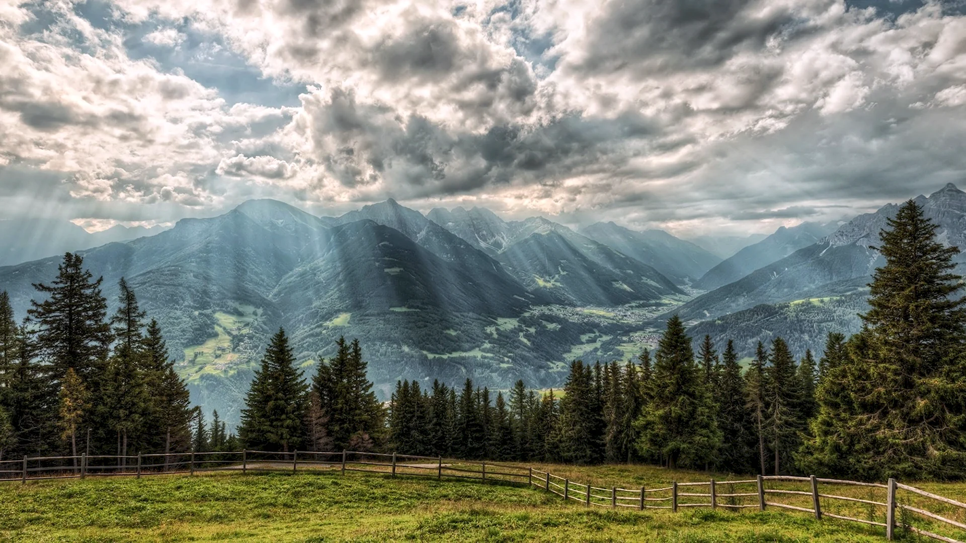 Австрия Альпы туман