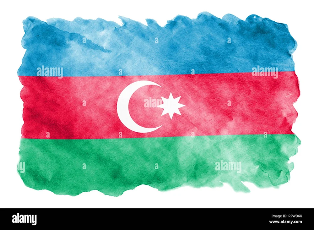 Азербайджанский флаг акварель