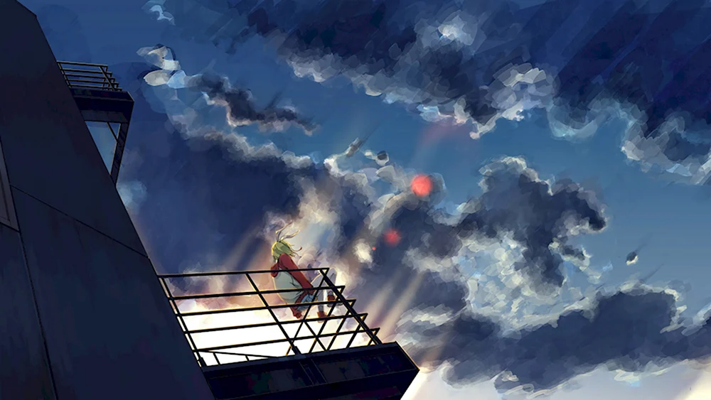 Балкон ночью аниме