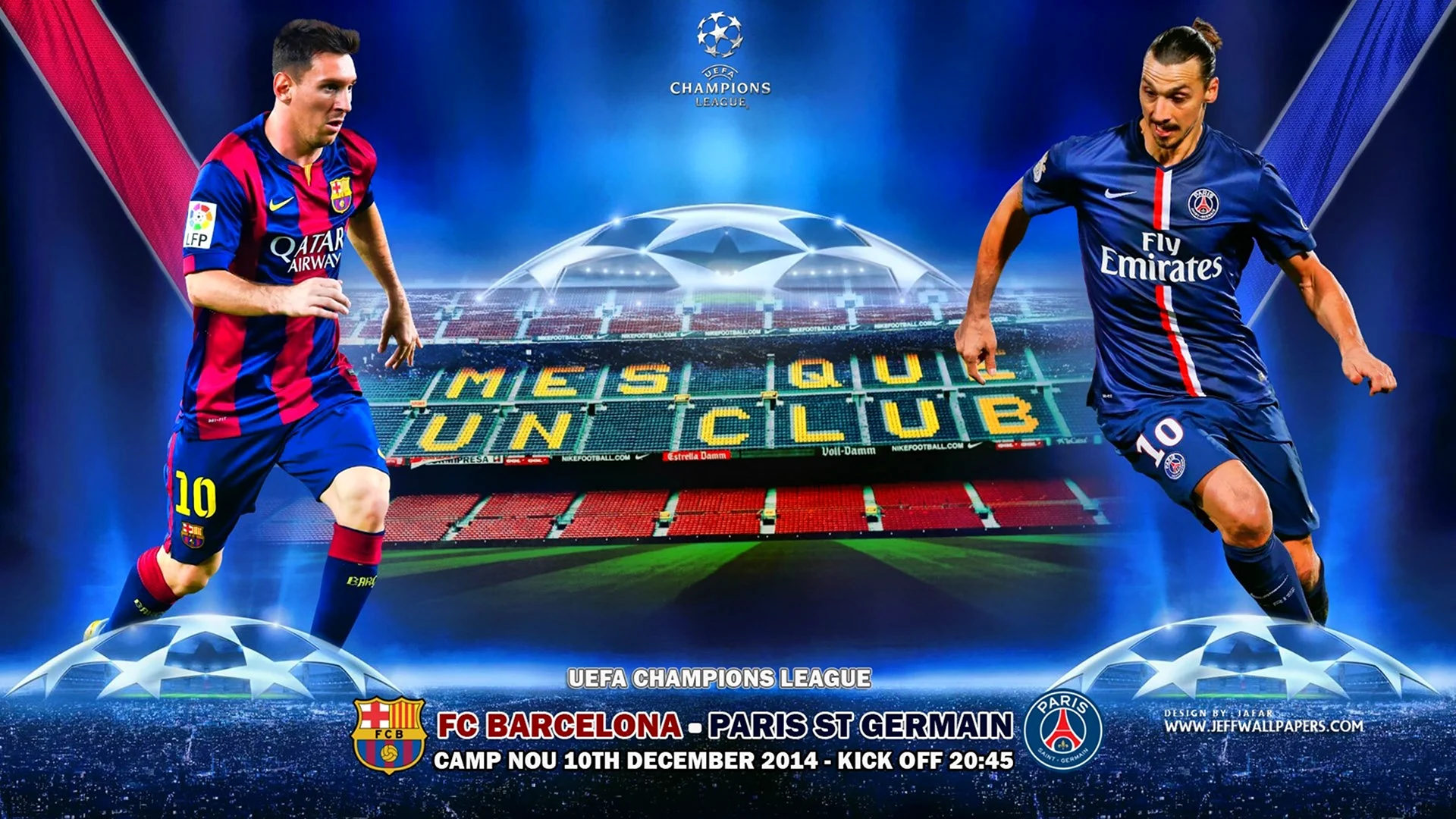 Barcelona PSG Постер