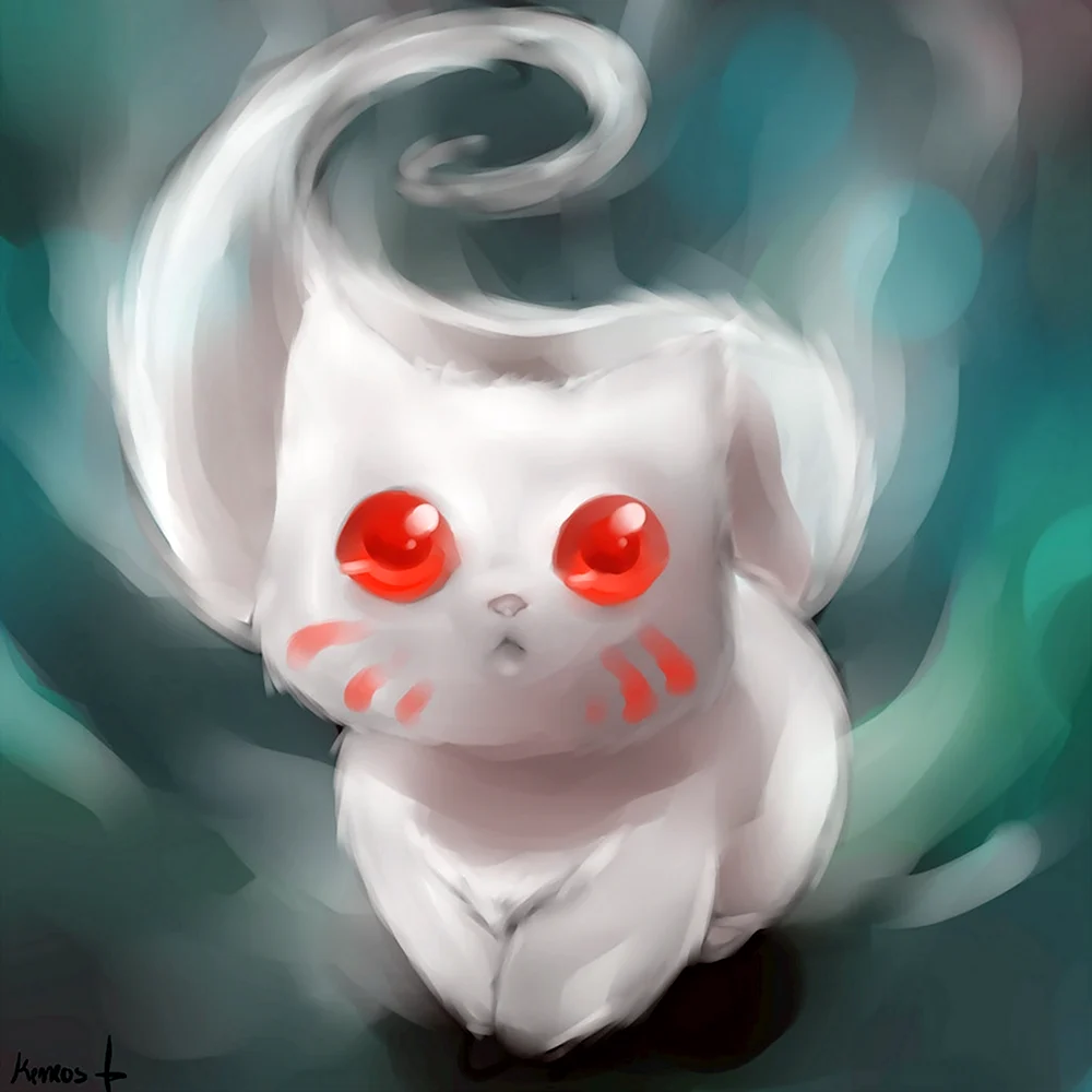 Белая кошка с красными глазами