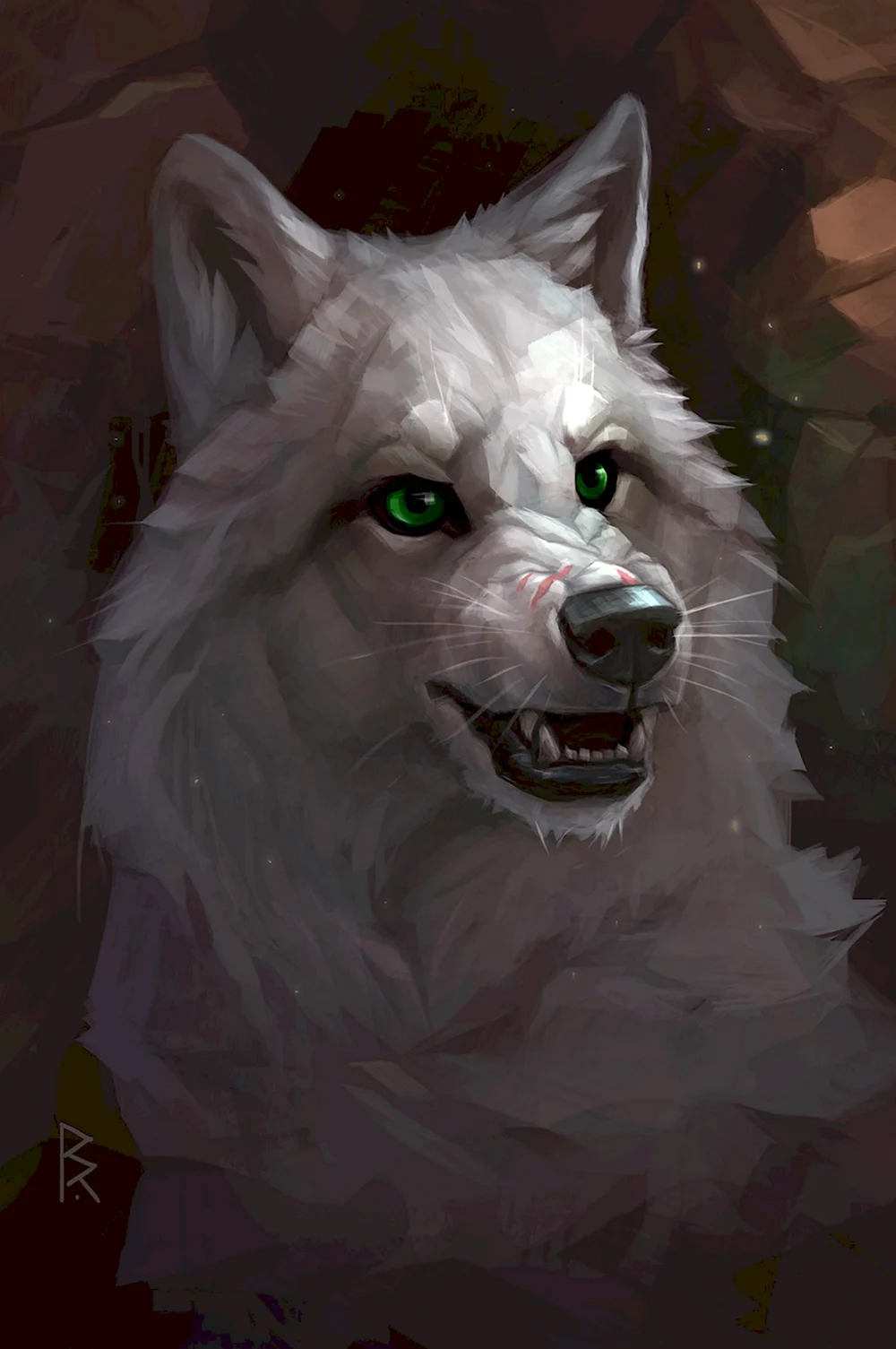 Белая волчица с голубыми глазами арт