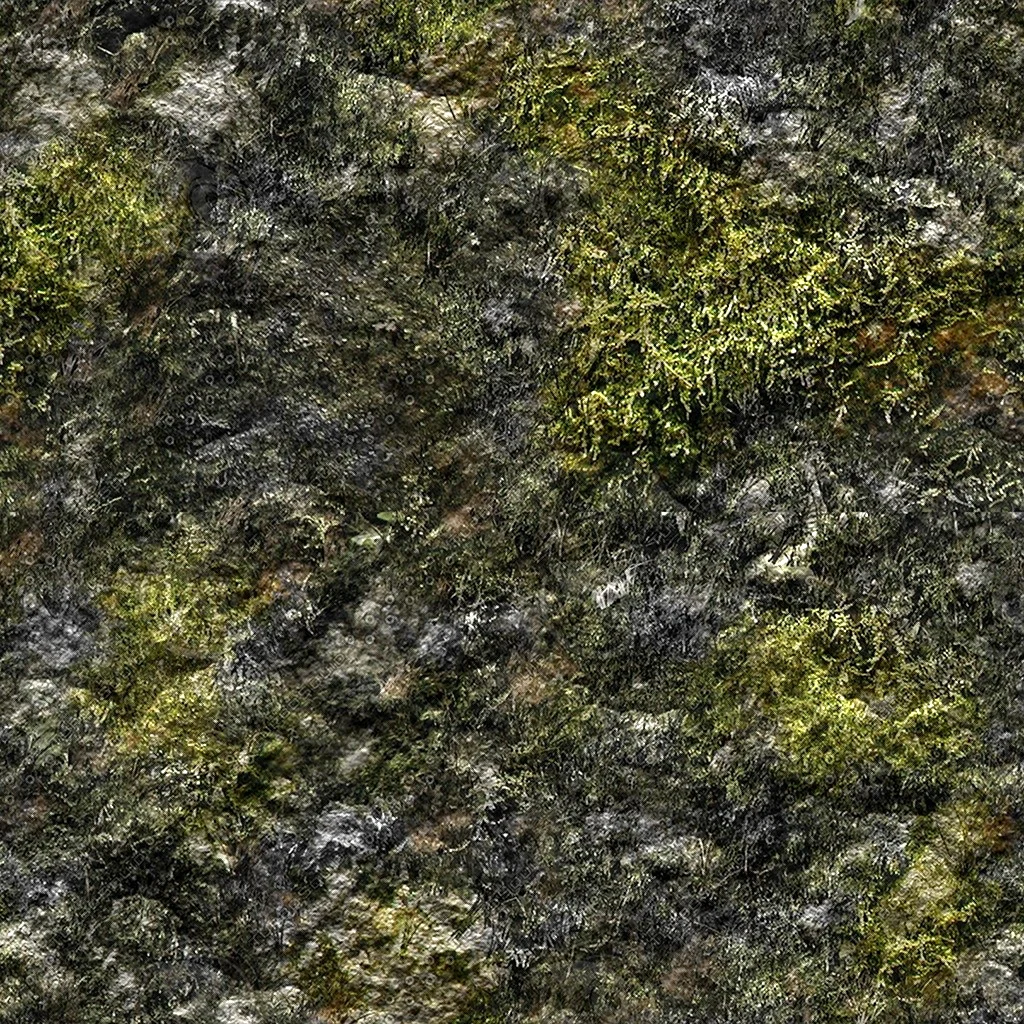 Бесшовная текстура камня со мхом