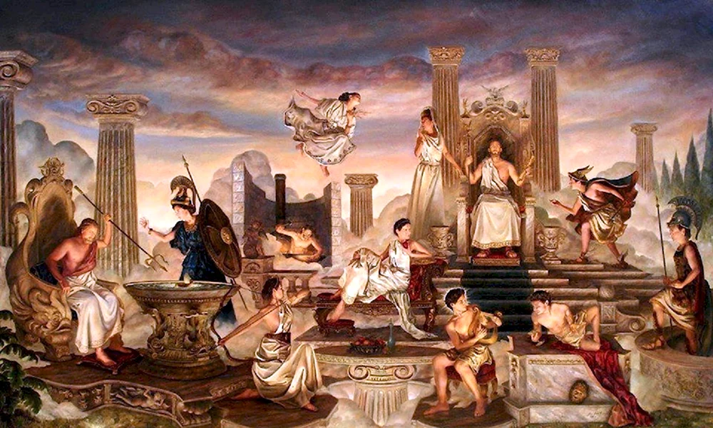 Боги древней Греции пируют на Олимпе