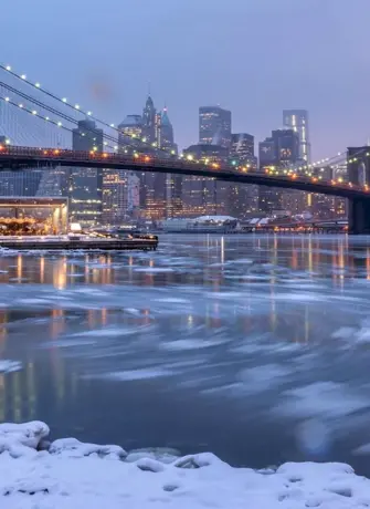 Бруклинский мост Нью-Йорк зимой