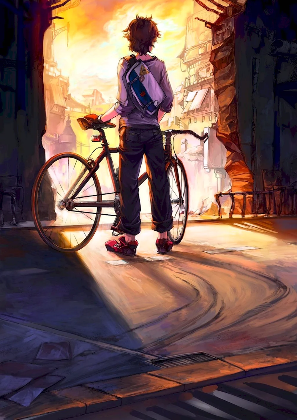 Человек на велосипеде арт