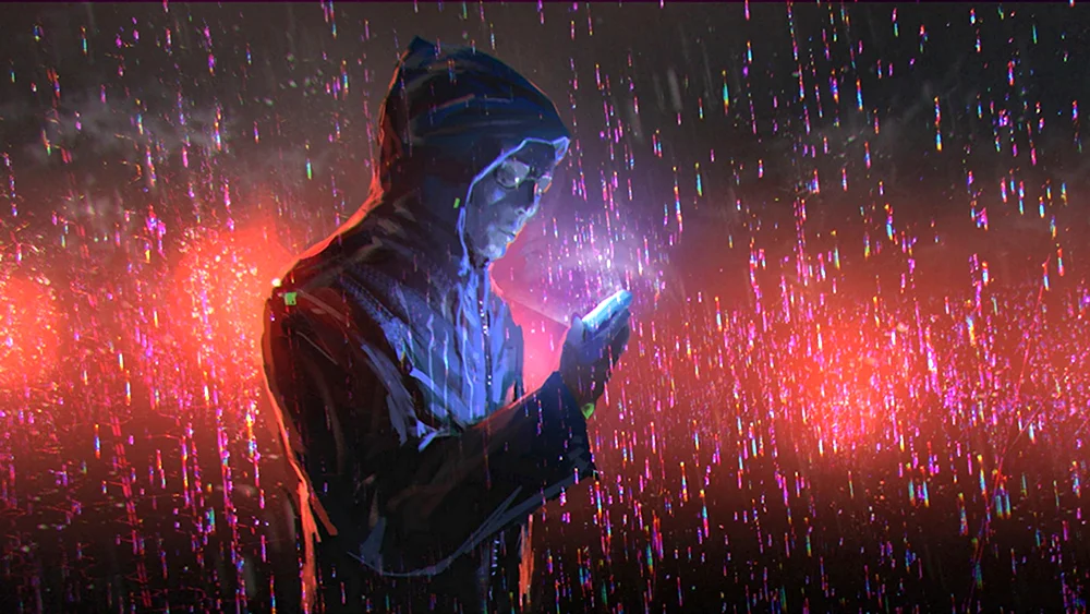 Человек в капюшоне под дождем