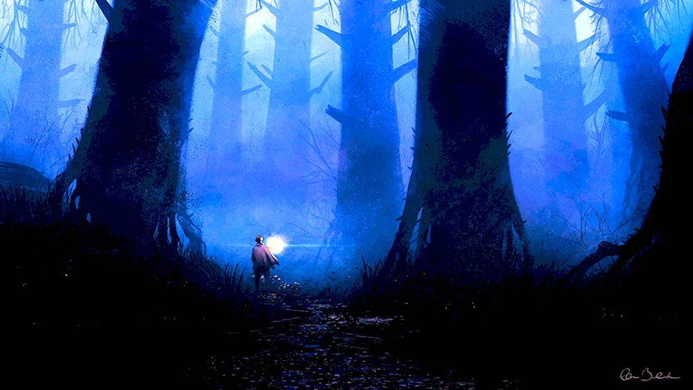 Человек в темном лесу