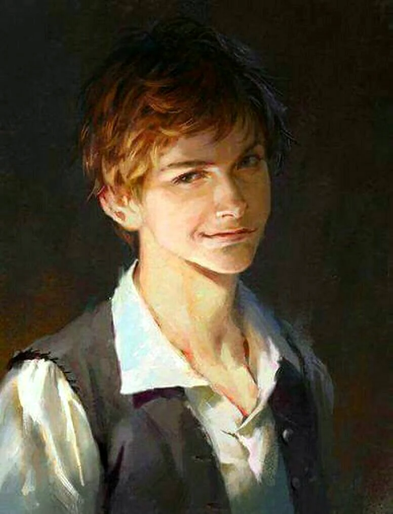 Черноволосый юноша портрет живопись