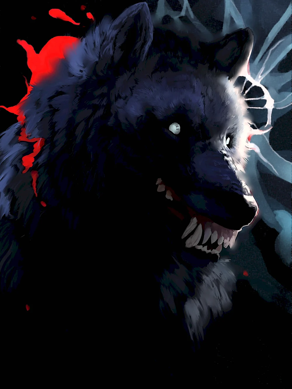 Чёрный волк оскал