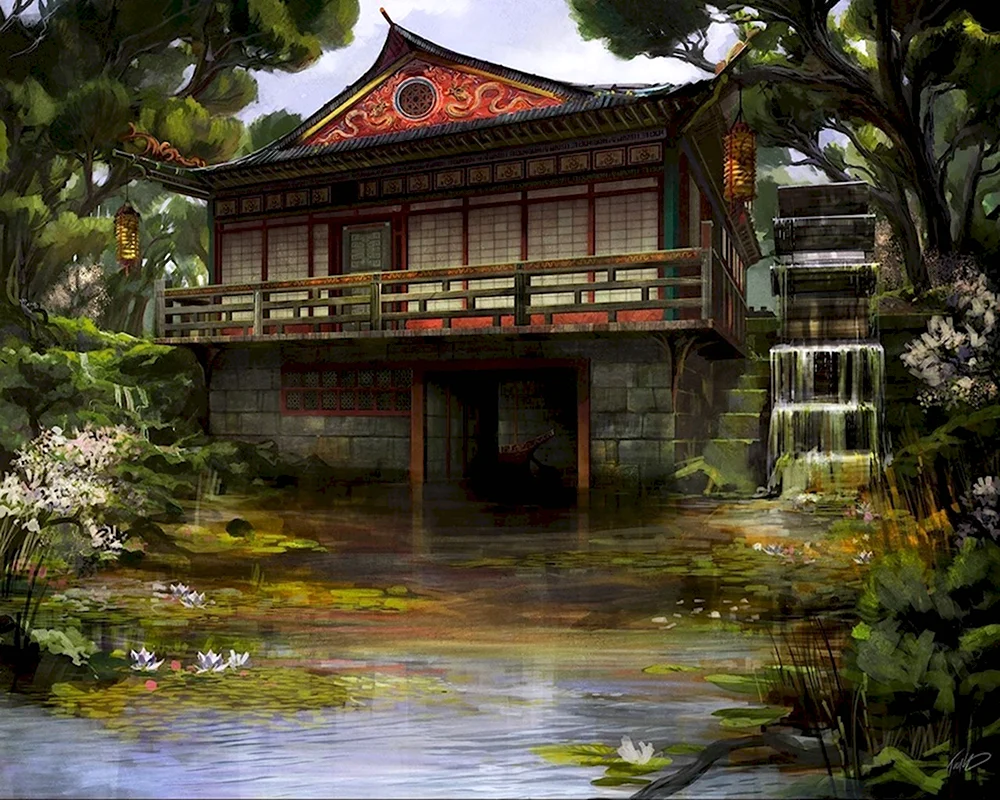 Concept Art environment храм Япония