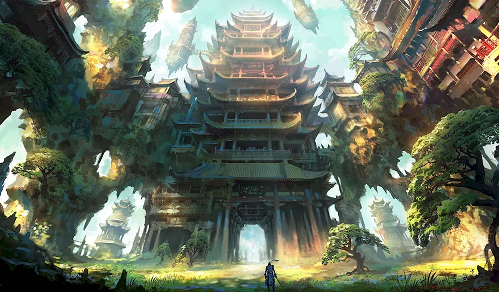 Concept Art environment храм Китай