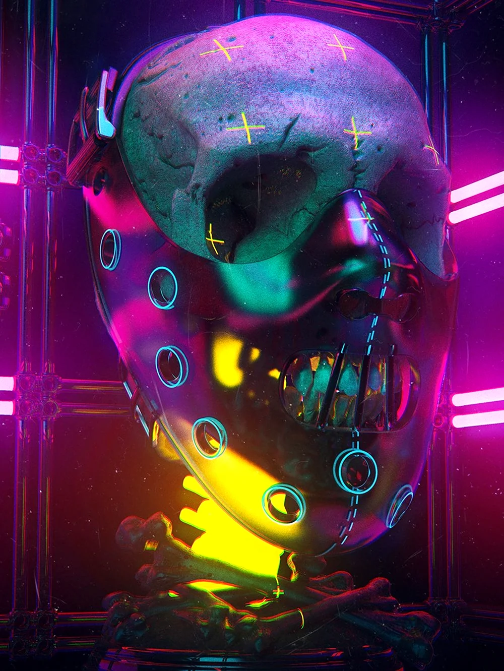 Cyberpunk 2077 Art череп