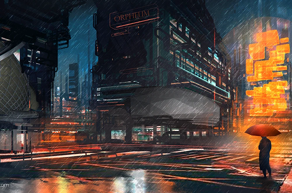 Cyberpunk 2077 арт город