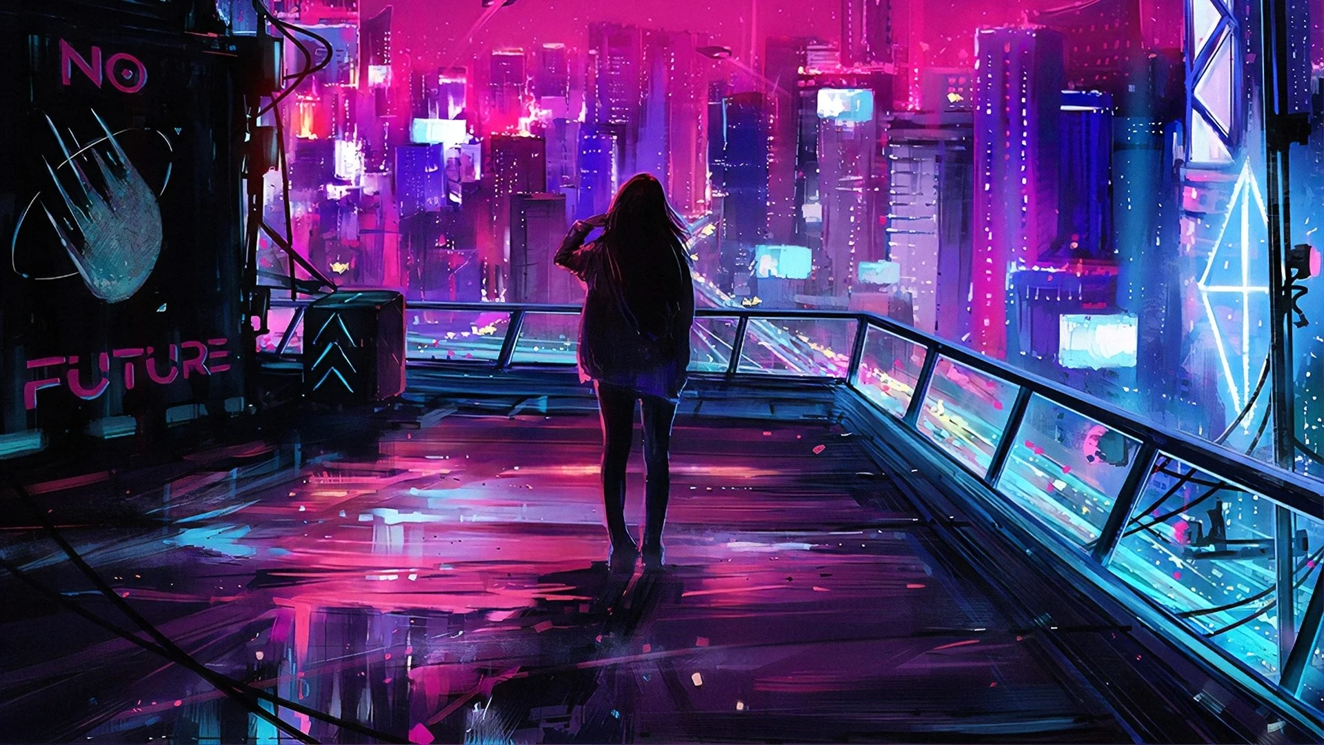 Cyberpunk 2077 город 4k Neon