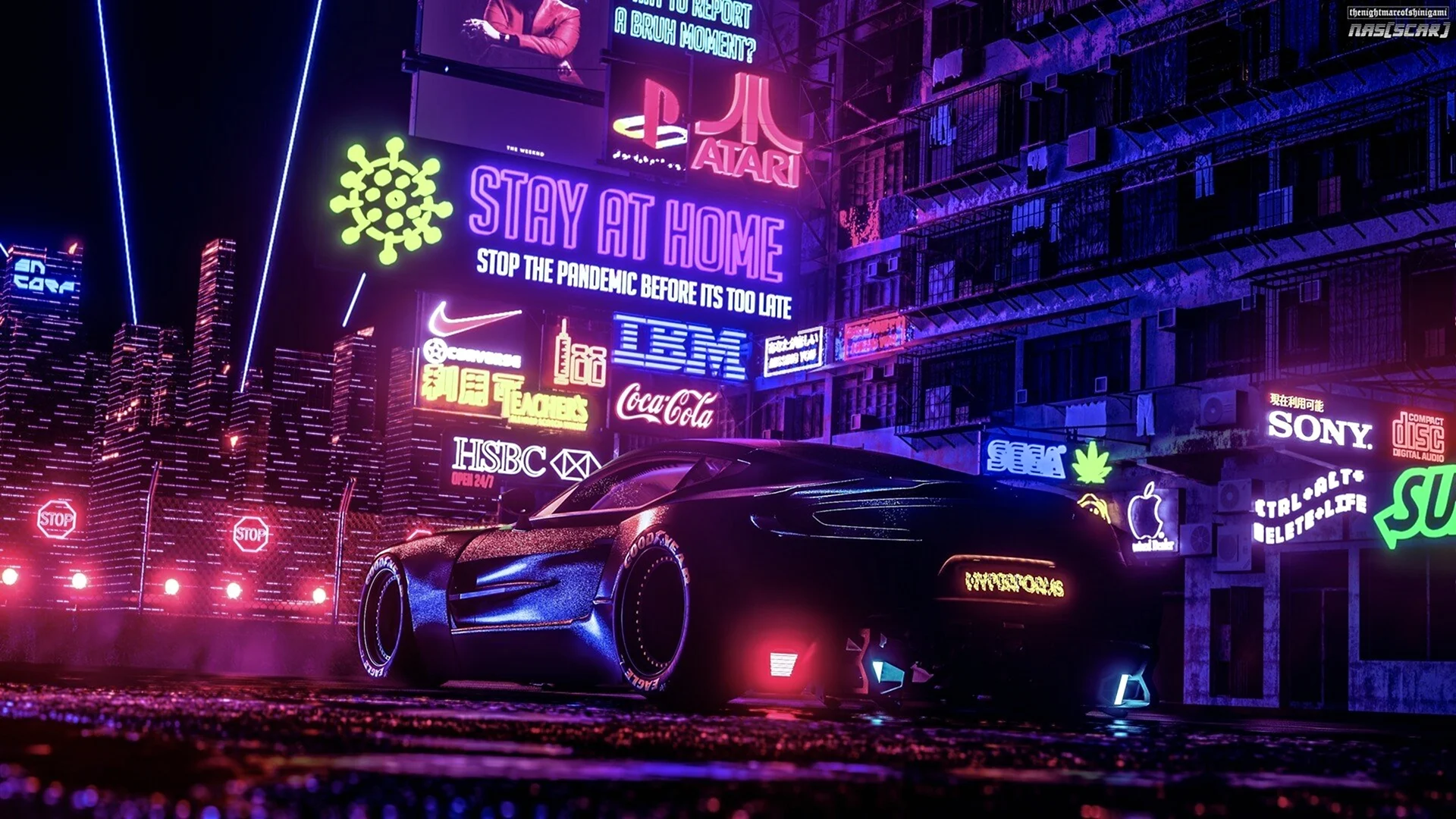 Cyberpunk 2077 машина неон