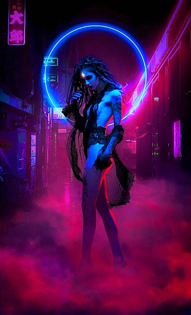 Cyberpunk 2077 неон девушки