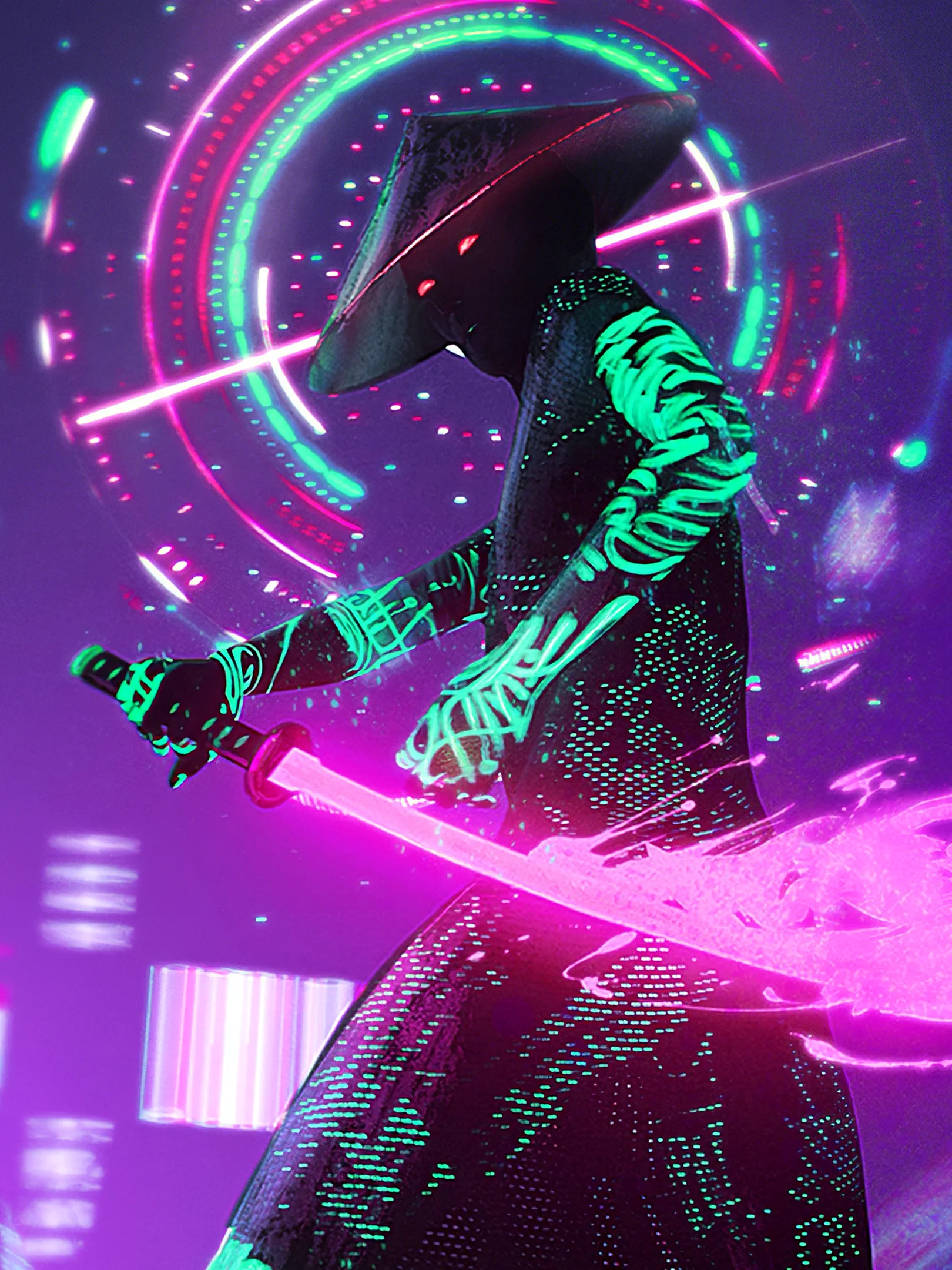 Cyberpunk 2077 Samurai неон
