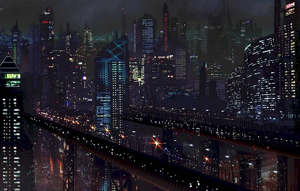 Cyberpunk City небоскребы