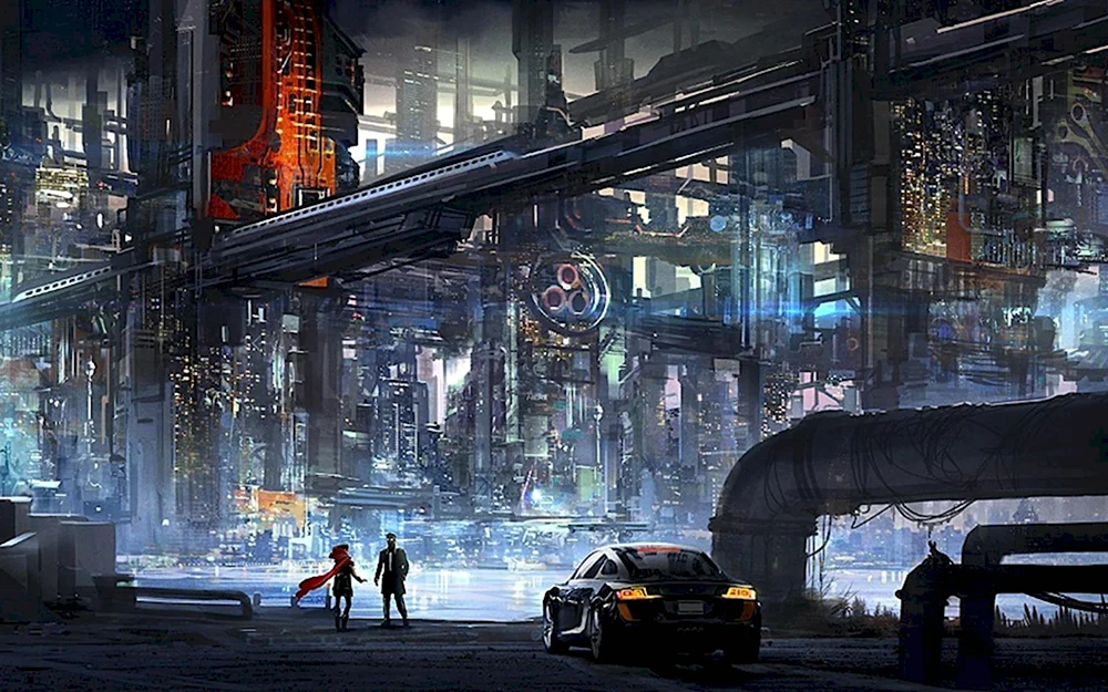 Cyberpunk Sci-Fi иллюстрация