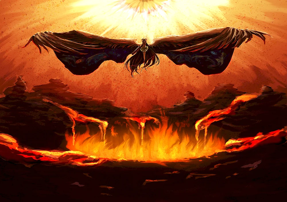 Демон с крыльями из огня