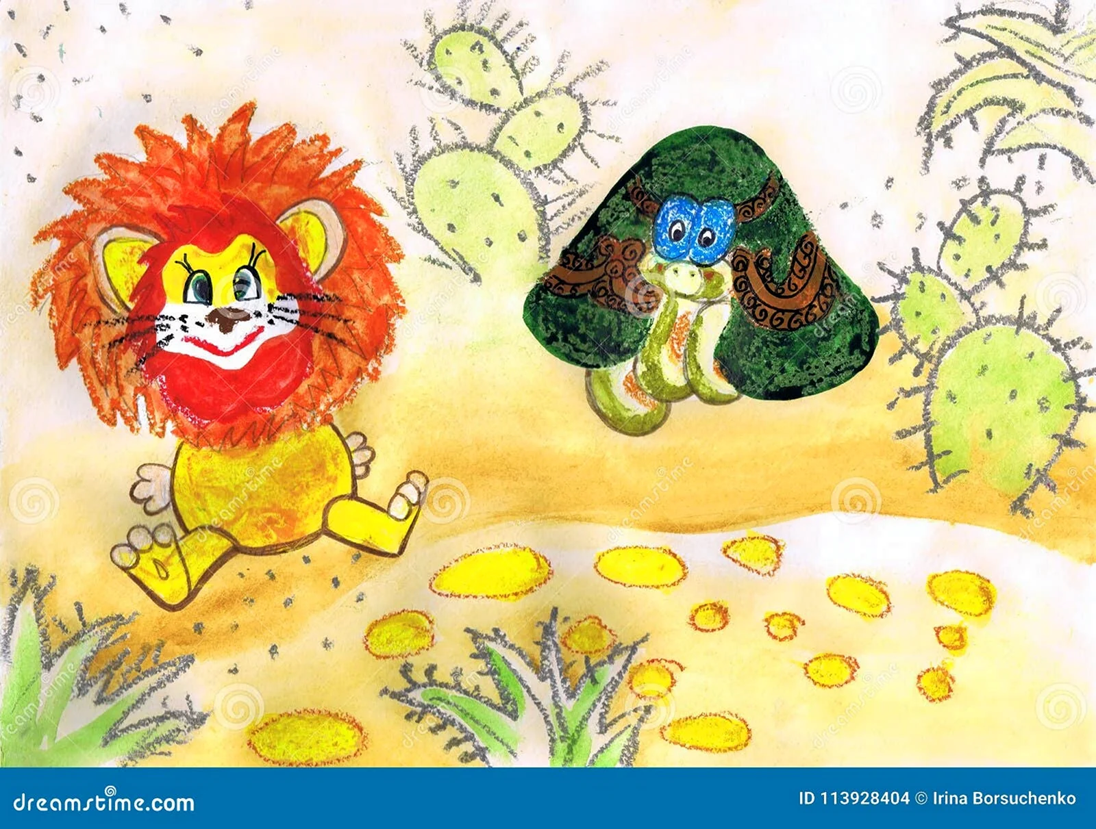 Детские рисунки Львенок и черепаха