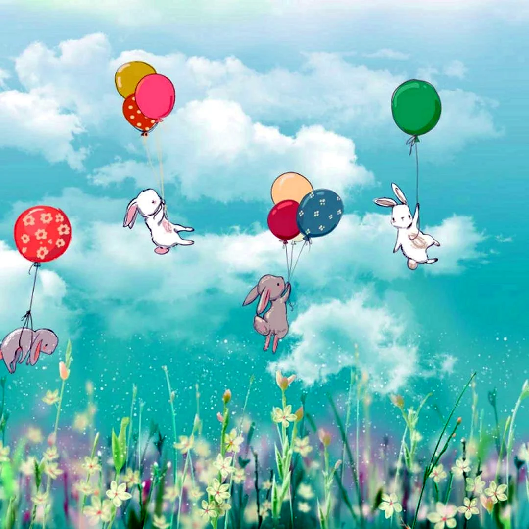 Детский фон с воздушными шарами