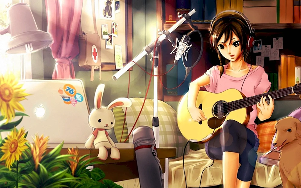 Девочка с гитарой арт