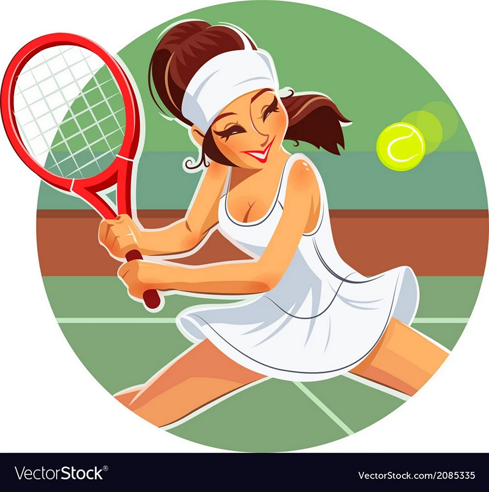 Девочка с теннисной ракеткой иллюстрация