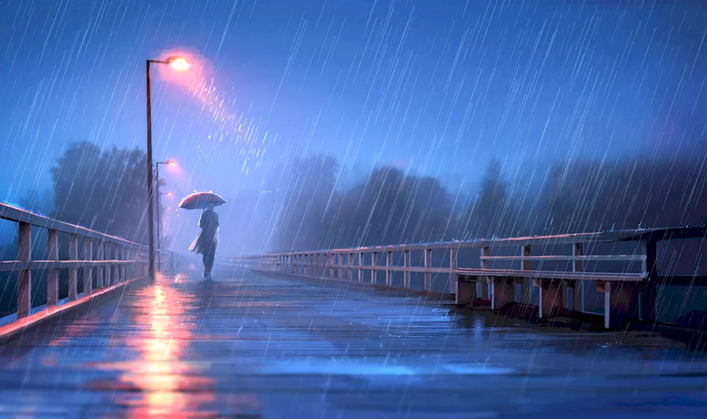 Девушка мост и дождь