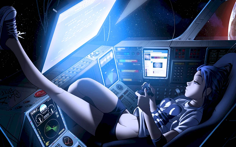 Девушка на космическом корабле