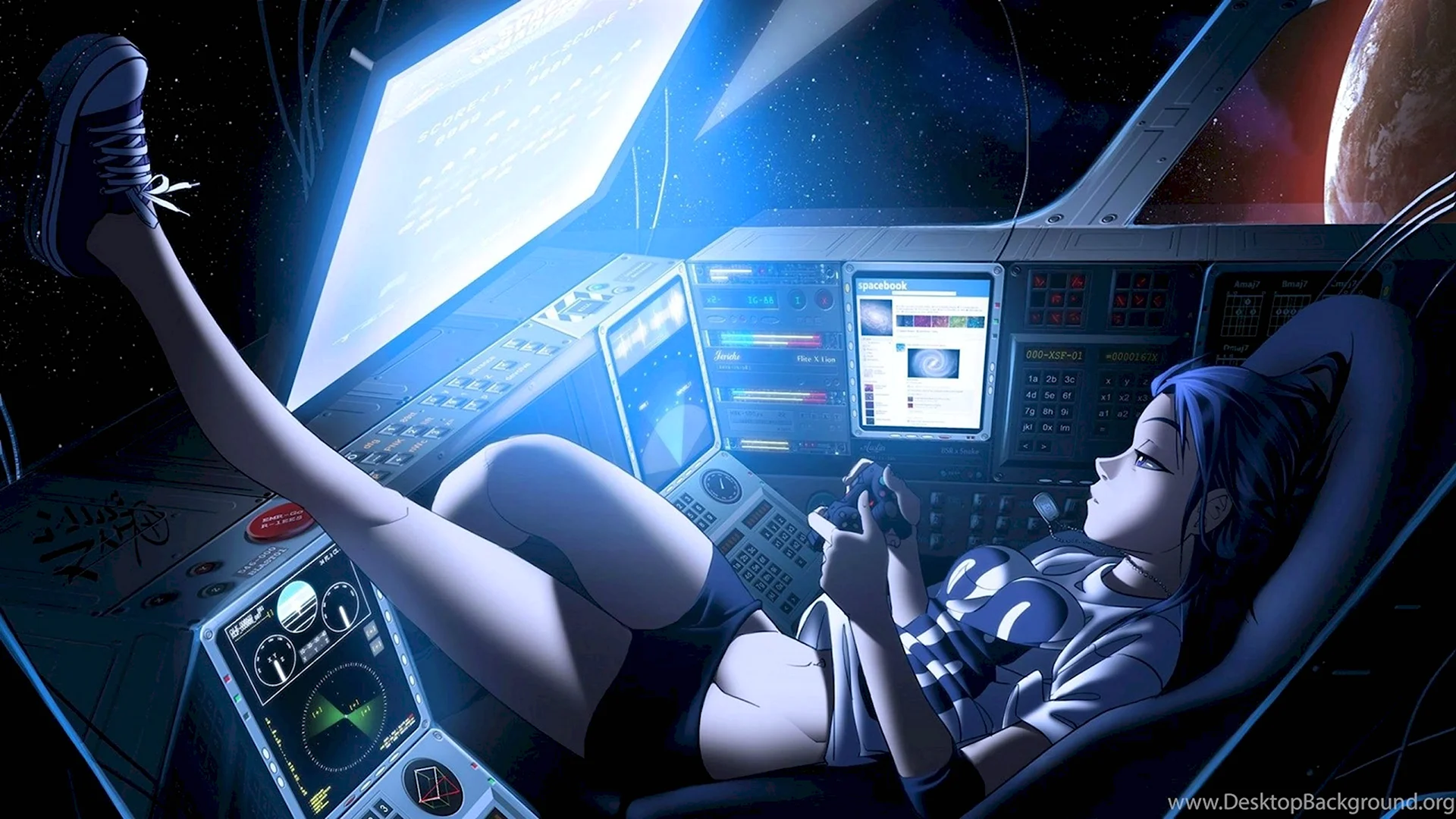 Девушка на космическом корабле