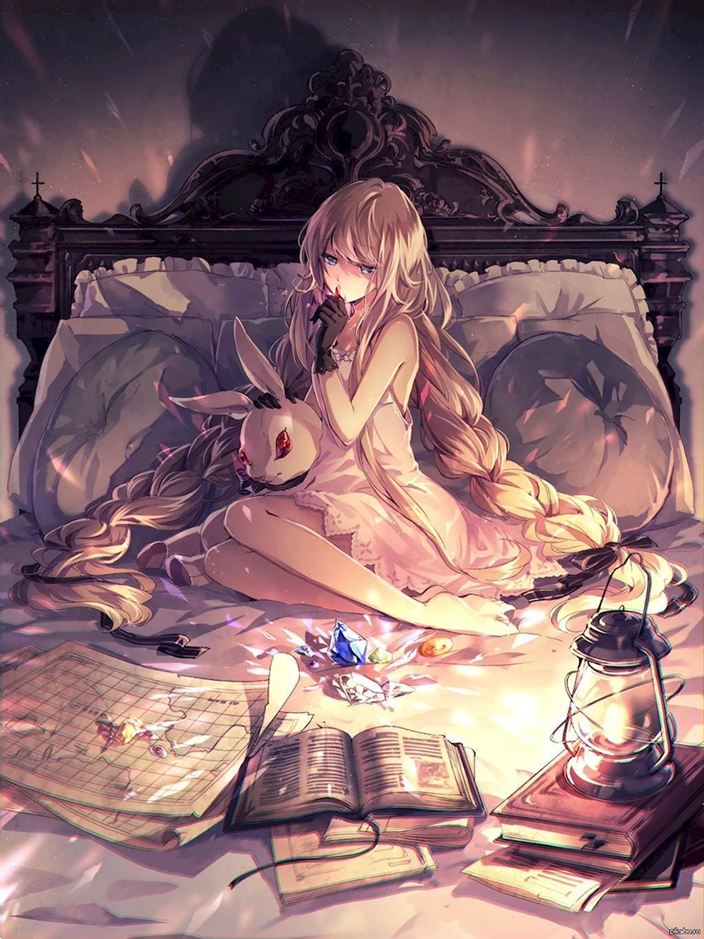 Девушка на кровати арт