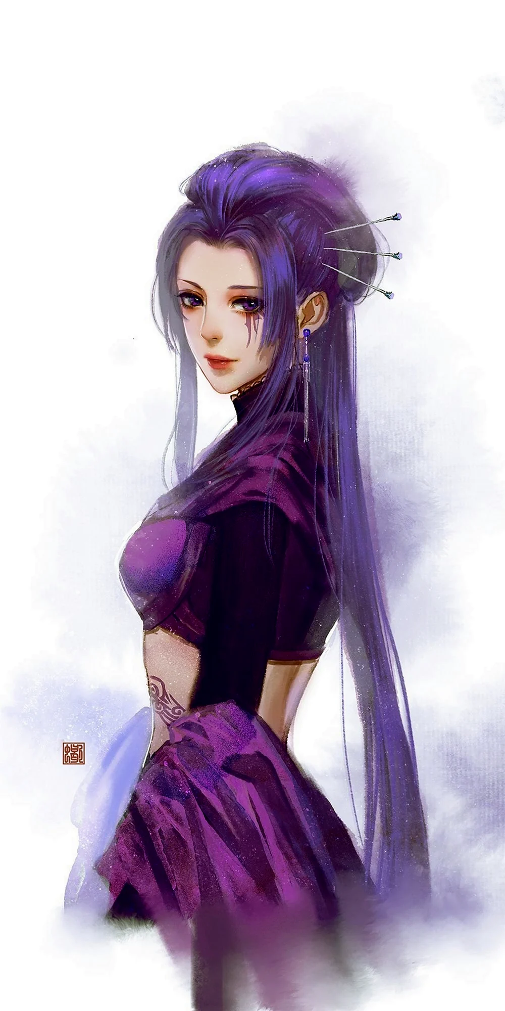 Девушка с фиолетовыми волосами арт