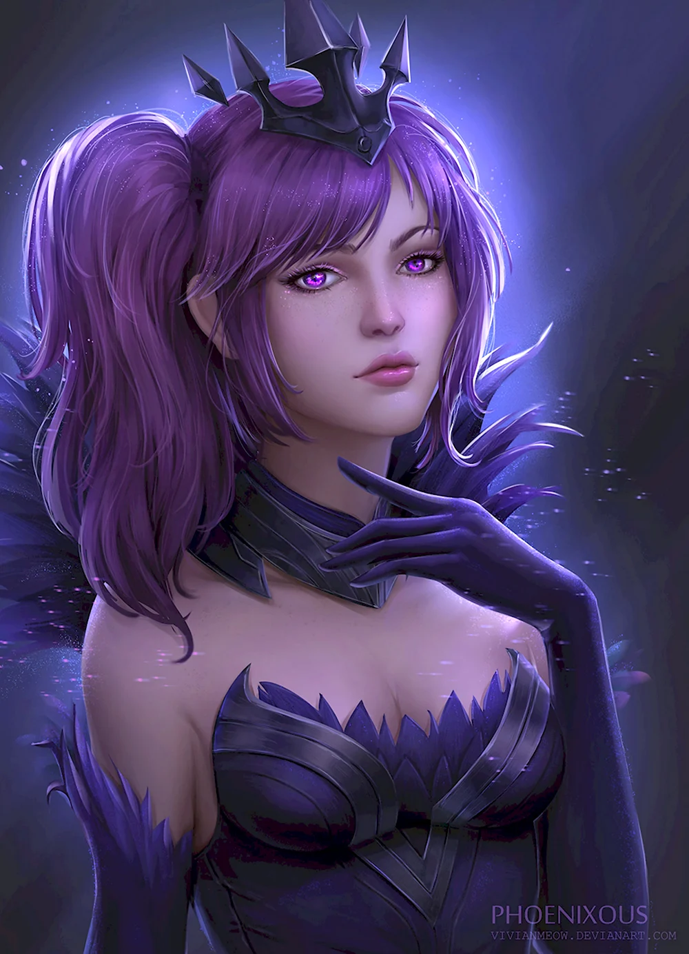Девушка с фиолетовыми волосами фэнтези