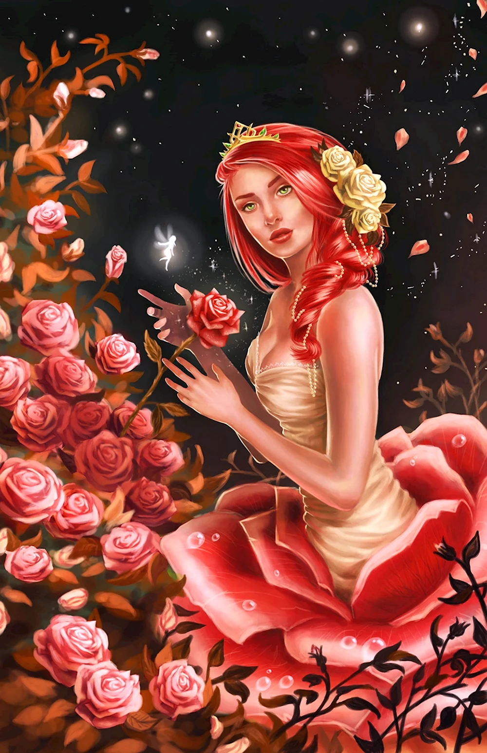 Девушка с розой арт