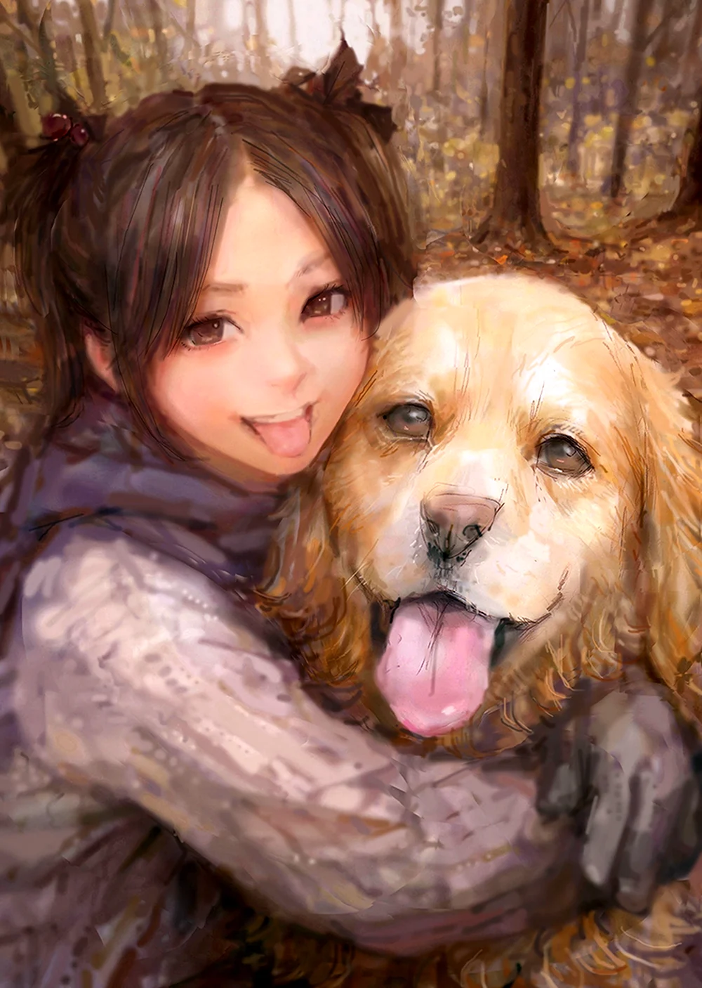 Девушка с собакой арт