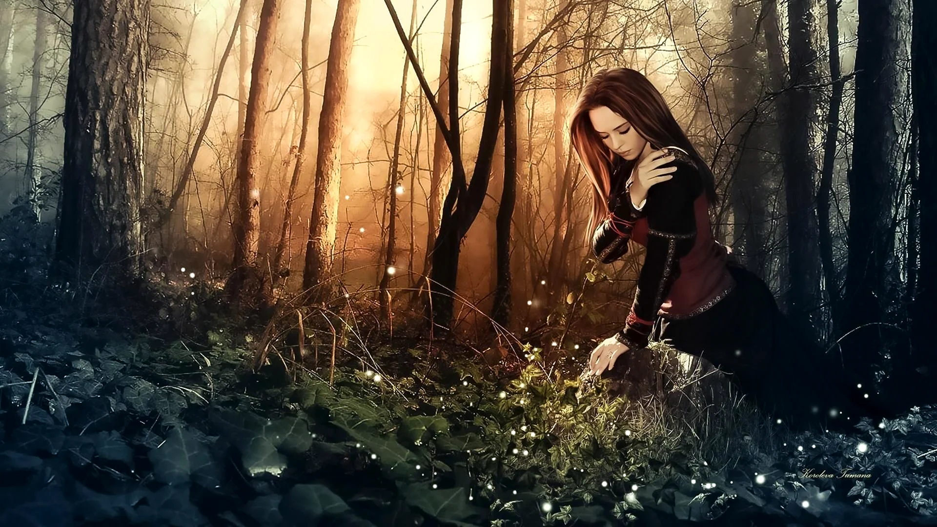 Девушка в лесу фэнтези