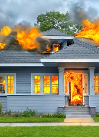 Дом горит