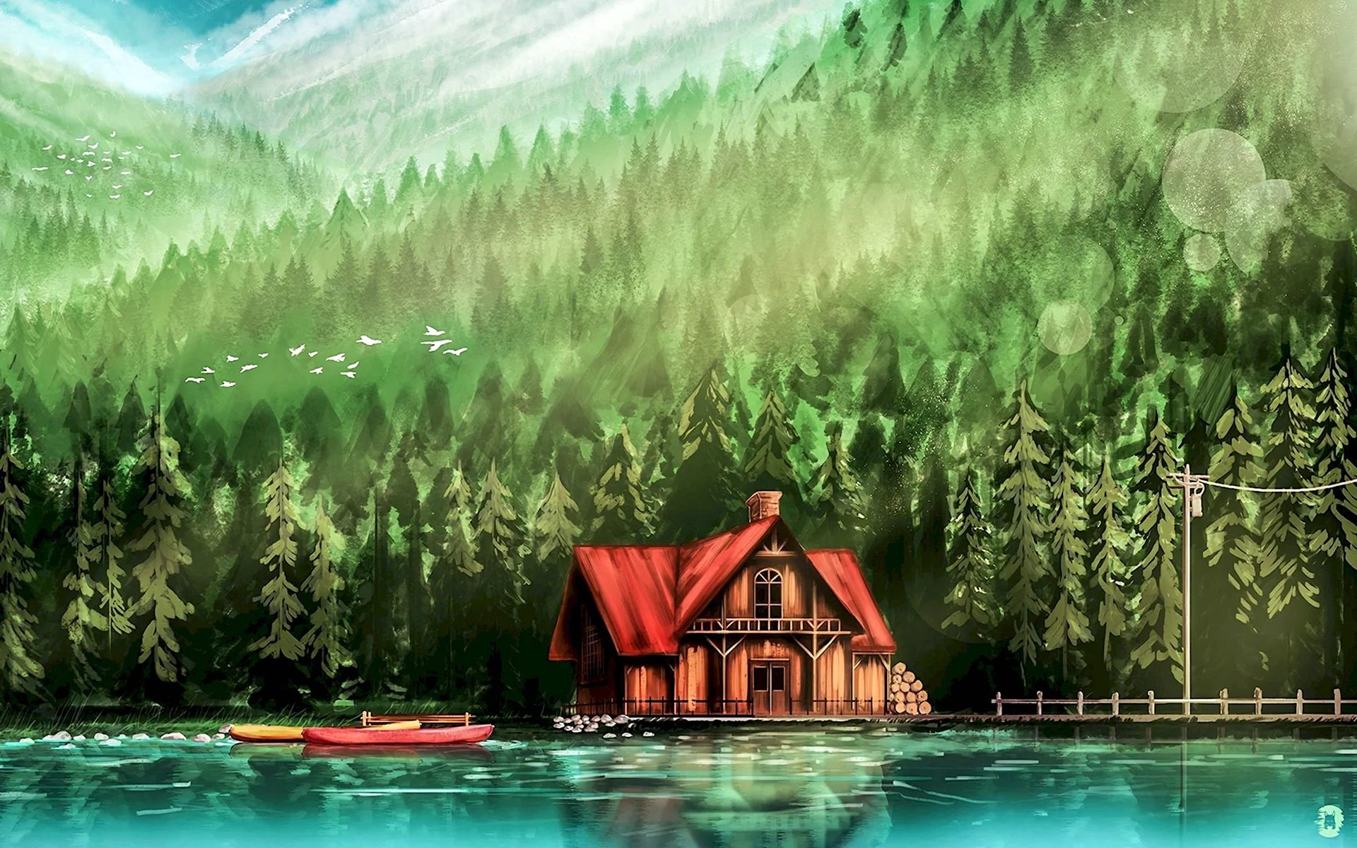Дом в лесу у озера