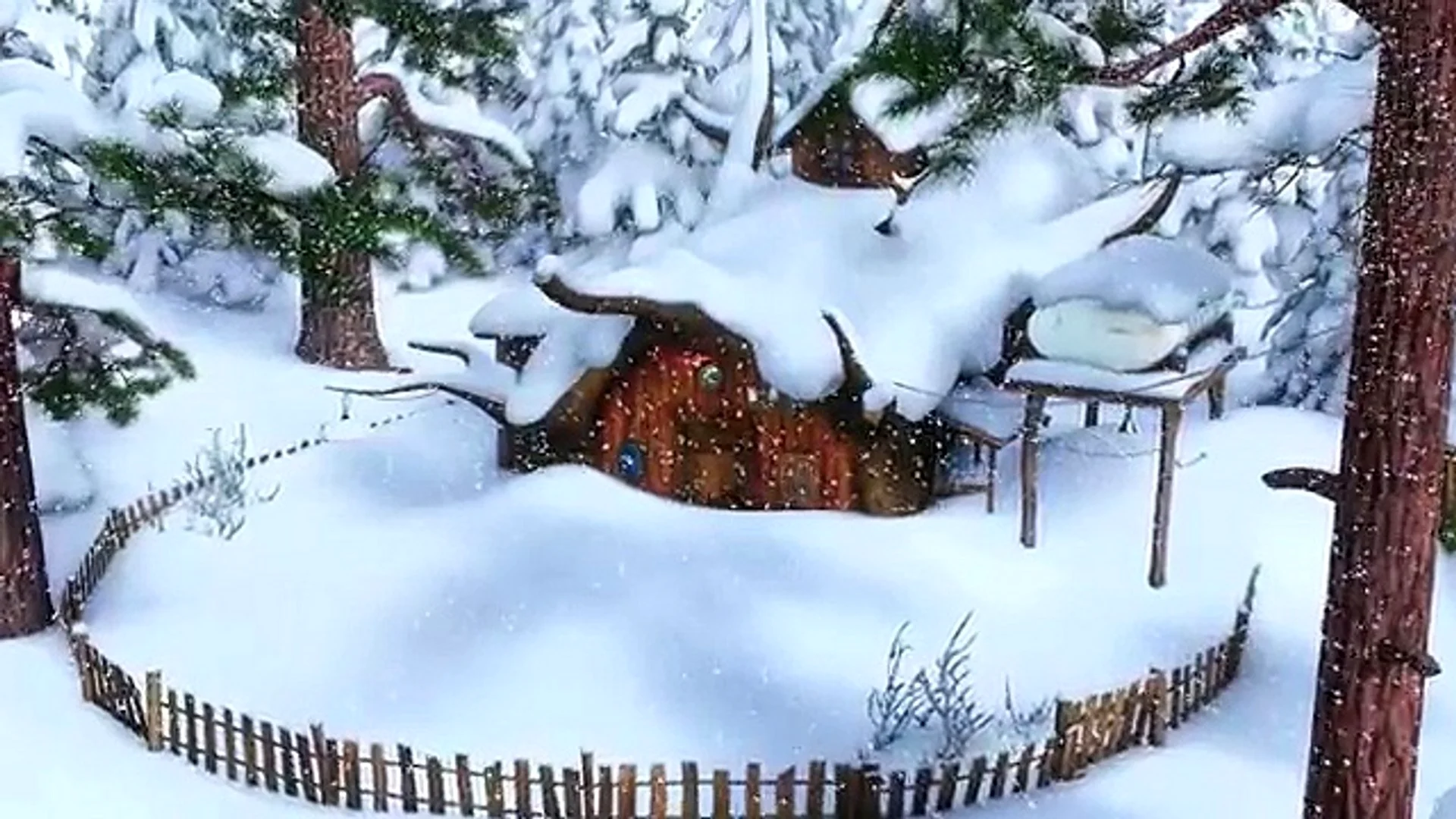 Домик медведя зимой из мультфильма Маша и медведь
