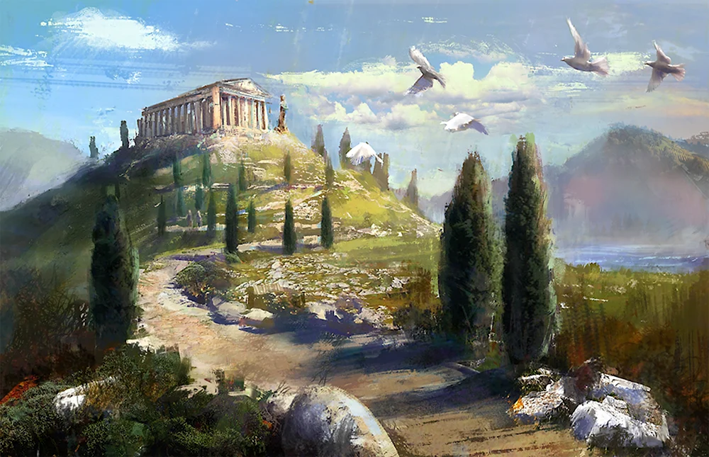 Древняя Греция пейзаж Эллада гора Олимп