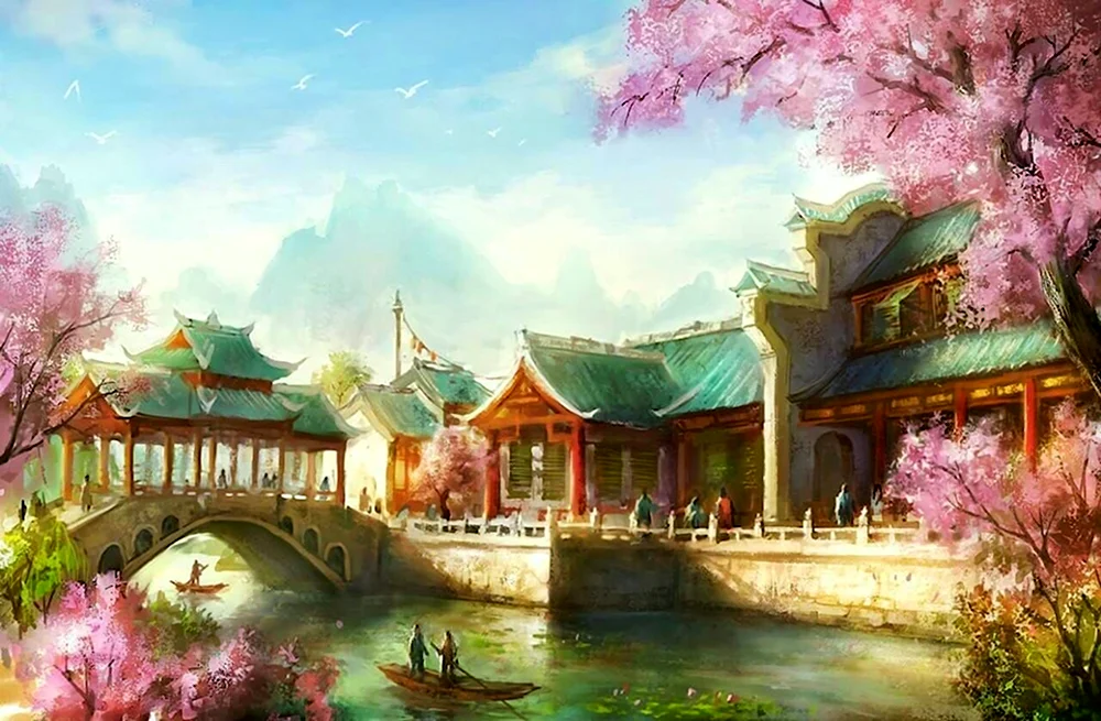 Древний Китай арт Императорский дворец