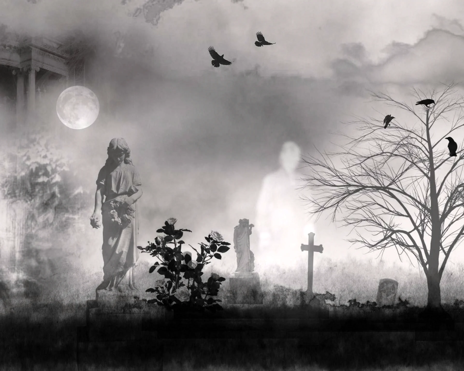 Дух на кладбище